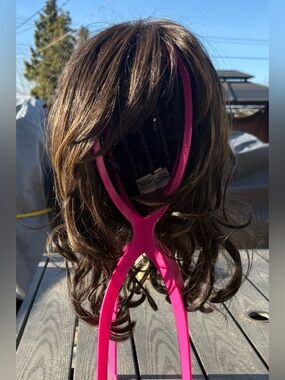 Gently loved Raquel Welch Women's Brown Curly Wig (stand not included)